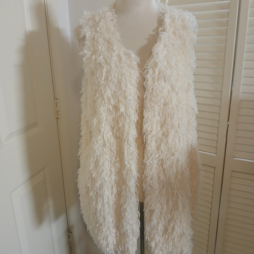 Elegant Cream Shaggy Vest